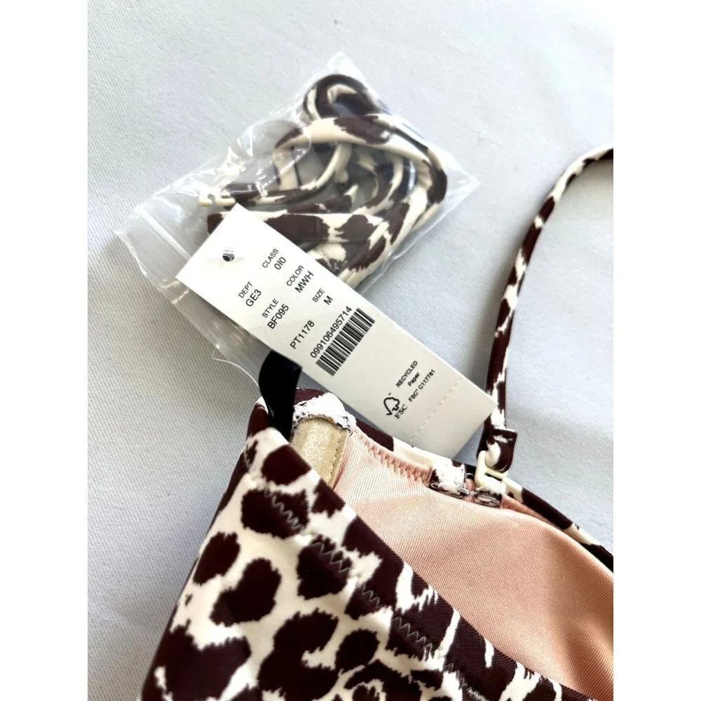 NWT J.Crew Knot Bandeau Leopard Print Bikini Top